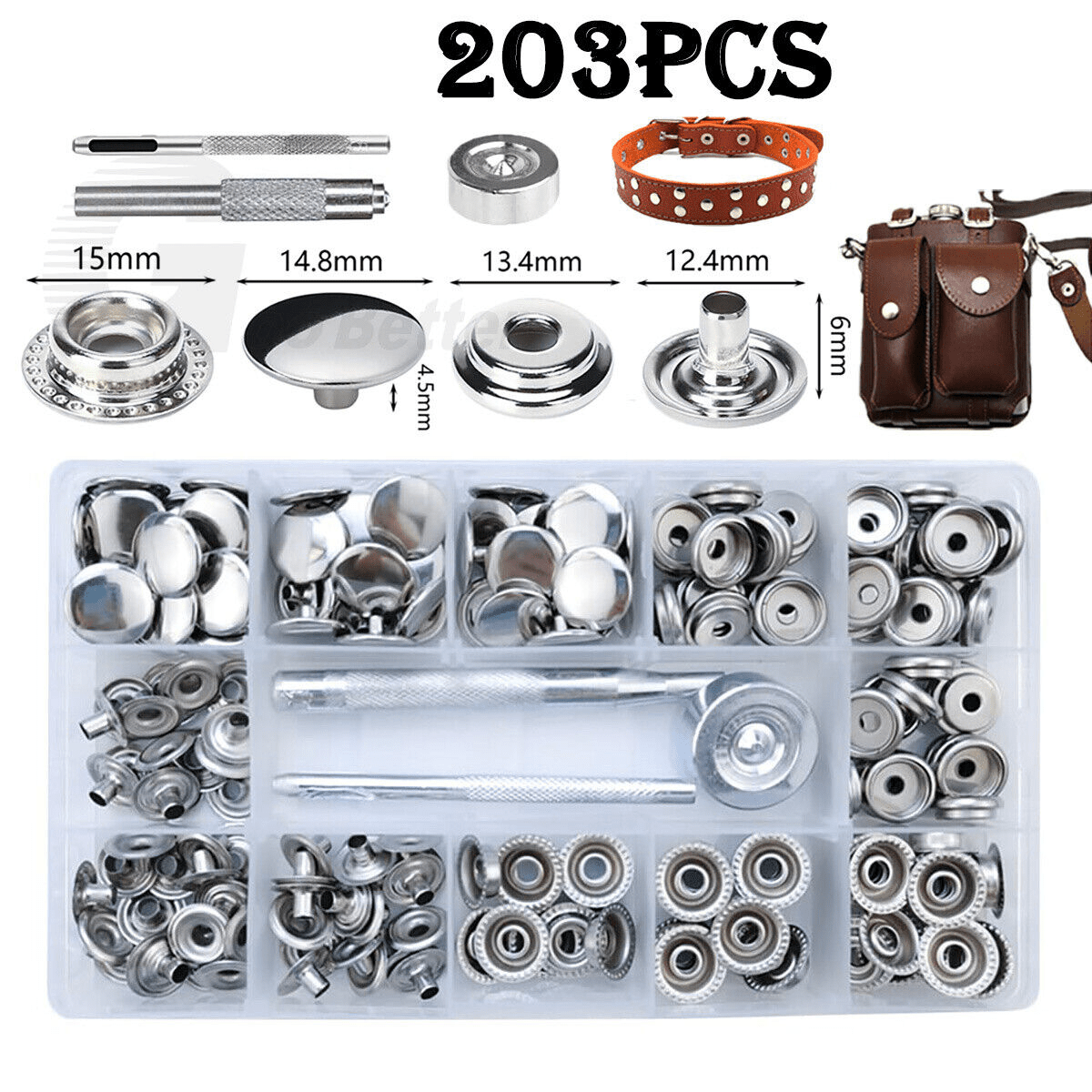 Canvas Snaps Kit, Fastener Screw Snaps for Furniture Canvas Marine Grade Boat Cover Snap Button Kit with Setting Tool - HomeDIYer