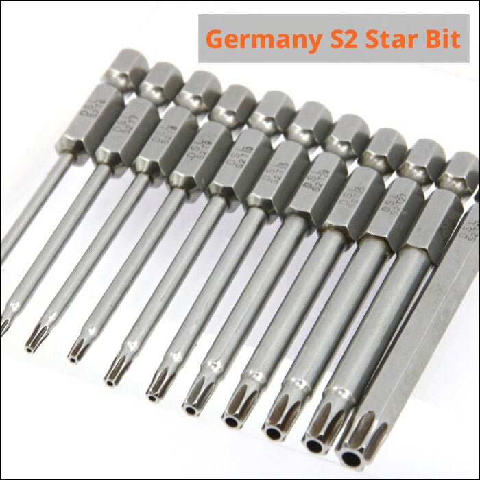 S2 Steel Torx Power Bit Set – T6, T7, T8, T9, T10, T15, T20, T25, T27, T30 Star Bits for Pneumatic & Electric Screwdrivers - HomeDIYer