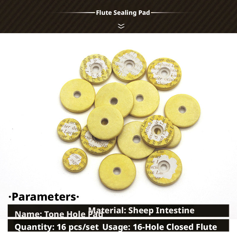 16‑Piece Closed Flute Tone Hole Sealing Pad Set – Sheep Casing, with Glue Stick