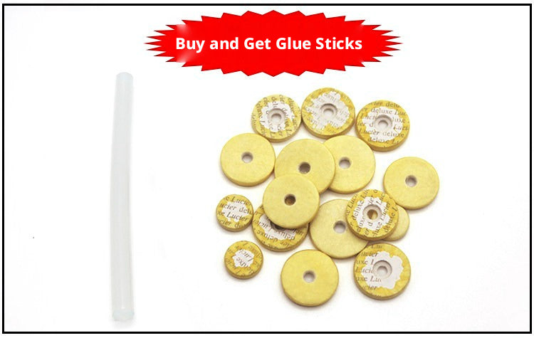 16‑Piece Closed Flute Tone Hole Sealing Pad Set – Sheep Casing, with Glue Stick