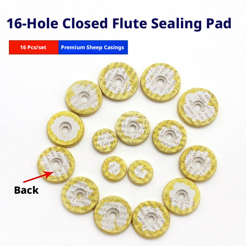 16‑Piece Closed Flute Tone Hole Sealing Pad Set – Sheep Casing, with Glue Stick