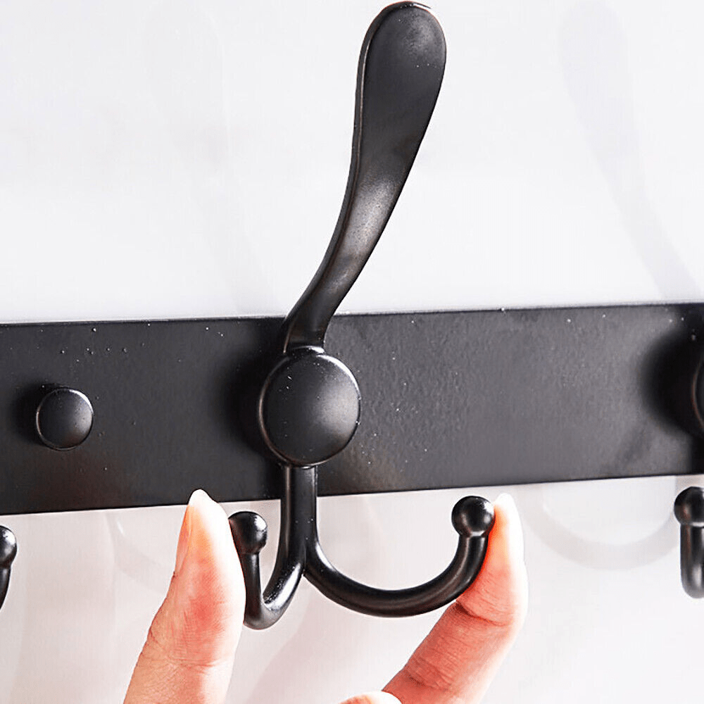 Stainless Steel Hooks Bathroom Hooks Black - 5 Hooks - HomeDIYer