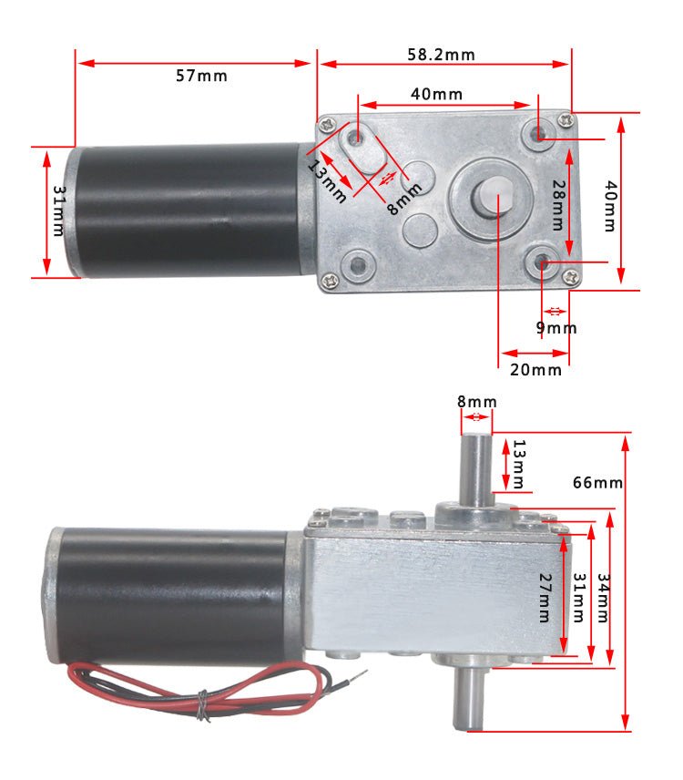 DC12V 24V 5 - 470RPM 5840 - 31ZY Worm Gear Reducing Motor Double Shaft with Gearbox - HomeDIYer