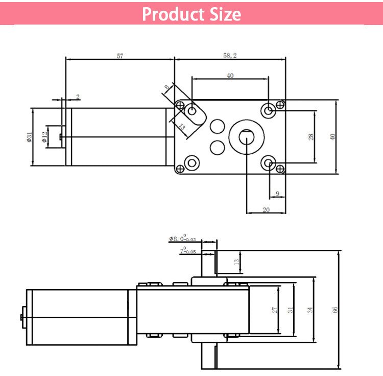 DC12V 24V 5 - 470RPM 5840 - 31ZY Worm Gear Reducing Motor Double Shaft with Gearbox - HomeDIYer