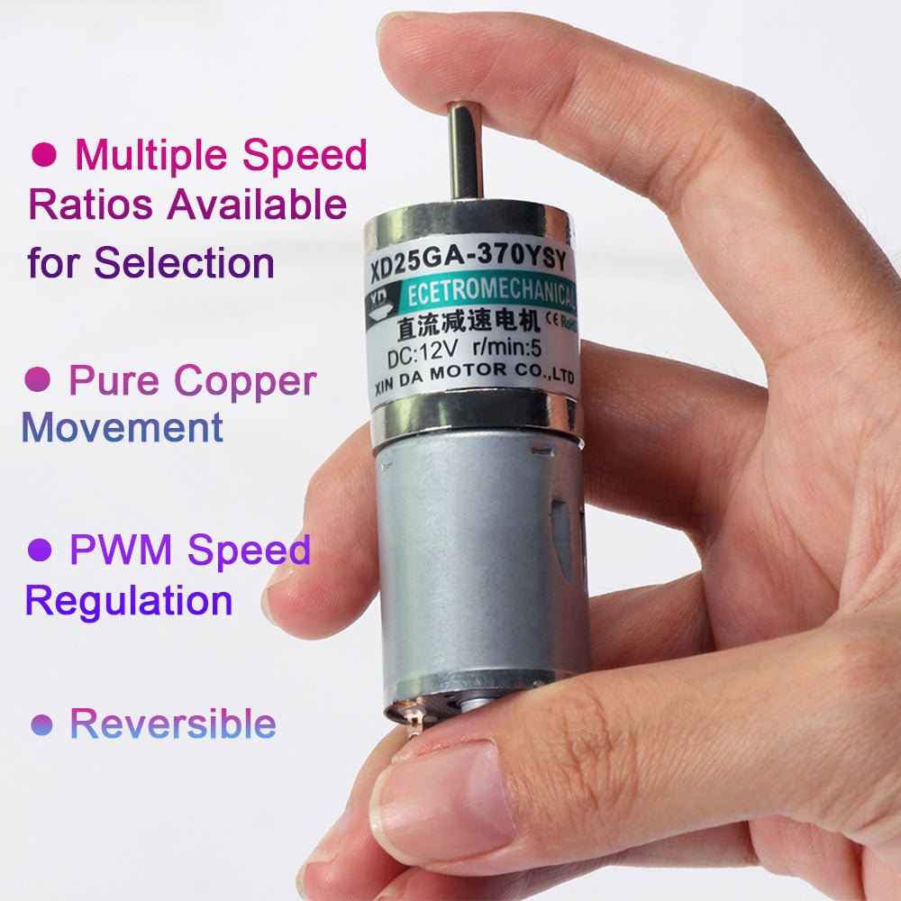 25GA370 Micro DC 12V/24V Metal Gear Gearbox Motor 5 - 500RPM 5 - 35W Reduction Motor - HomeDIYer