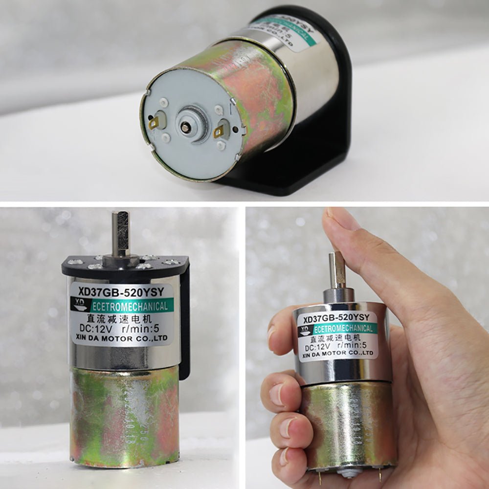 37GA520 DC 12V/24V Metal Gear Reduction Motor 5 - 600RPM Central/Eccentric Shaft - HomeDIYer