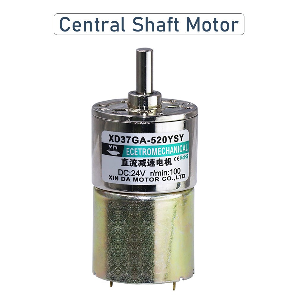 37GA520 DC 12V/24V Metal Gear Reduction Motor 5 - 600RPM Central/Eccentric Shaft - HomeDIYer