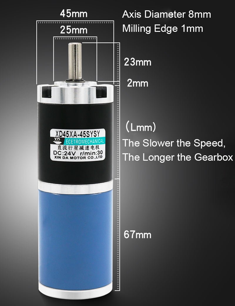 45XA - 45SYSY DC 12V/24V Planetary Gearbox Gear Motor Reducer Speed 10 - 500RPM 25W - HomeDIYer