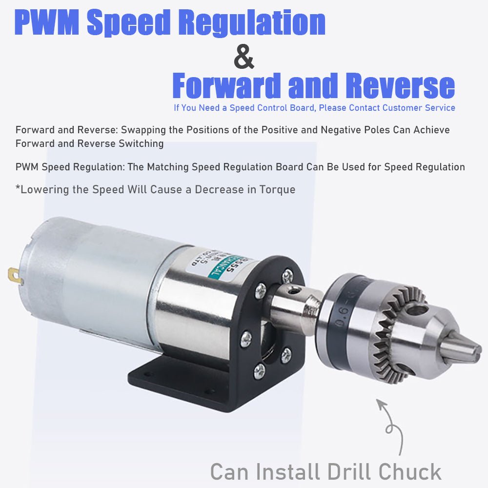 37GB555 Micro DC 12V/24V Metal Gear Gearbox Motor 10 - 600RPM 15W Reduction Motor - HomeDIYer