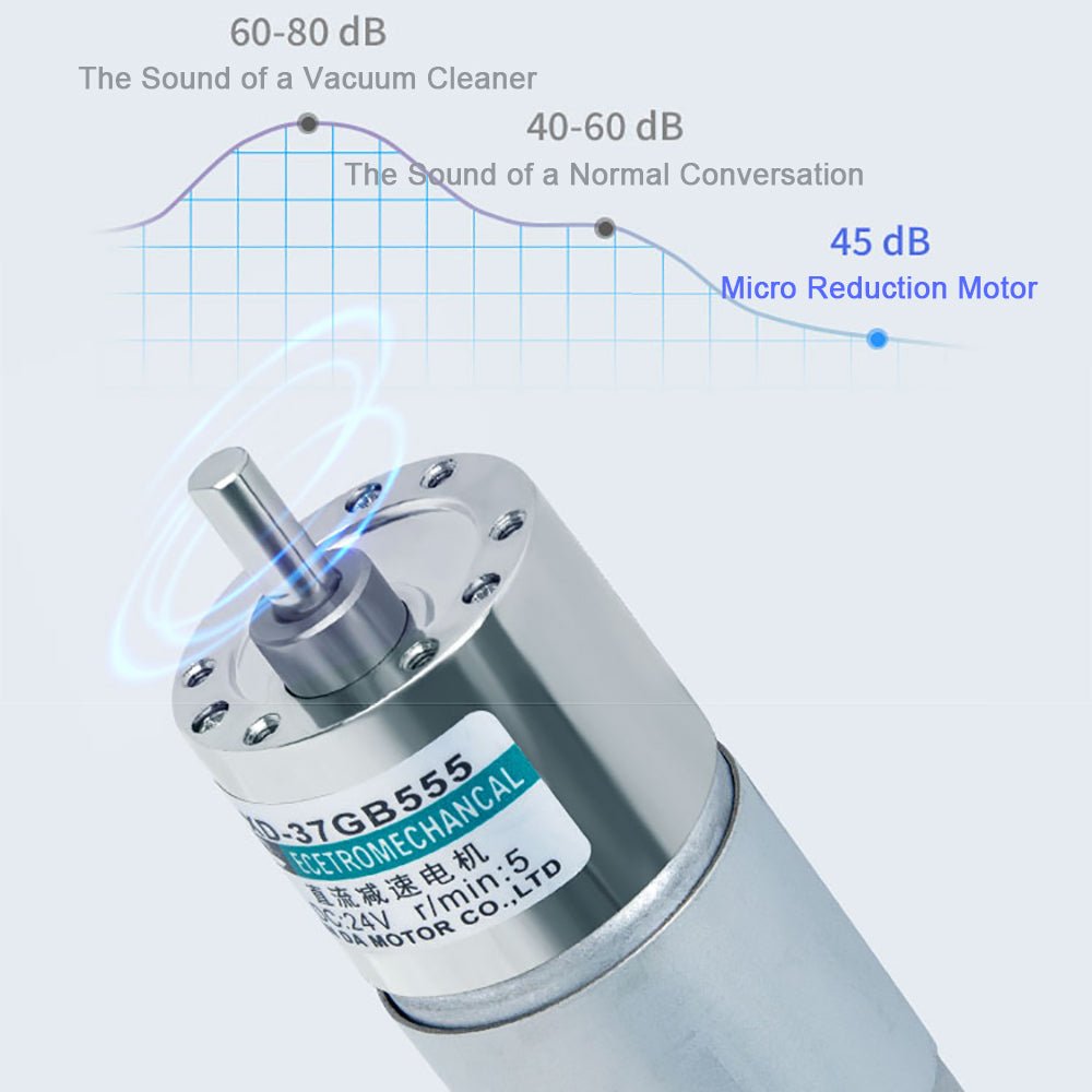 37GB555 Micro DC 12V/24V Metal Gear Gearbox Motor 10 - 600RPM 15W Reduction Motor - HomeDIYer