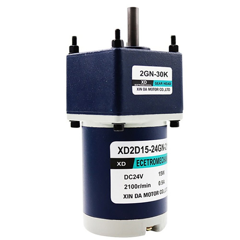 DC 12V/24V Gear Motor 10 - 600RPM 15W Gearbox Reduction Motor 2D15GN - C Reversible - HomeDIYer
