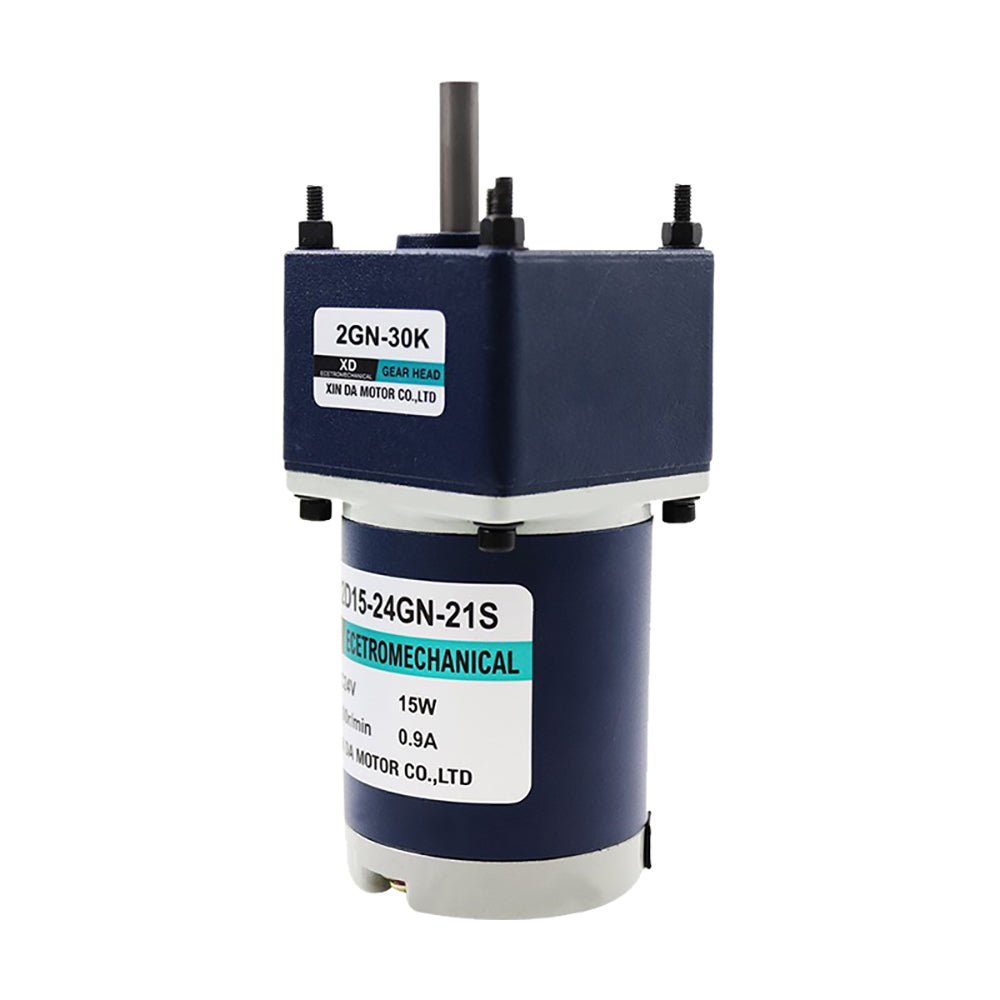DC 12V/24V Gear Motor 10 - 600RPM 15W Gearbox Reduction Motor 2D15GN - C Reversible - HomeDIYer