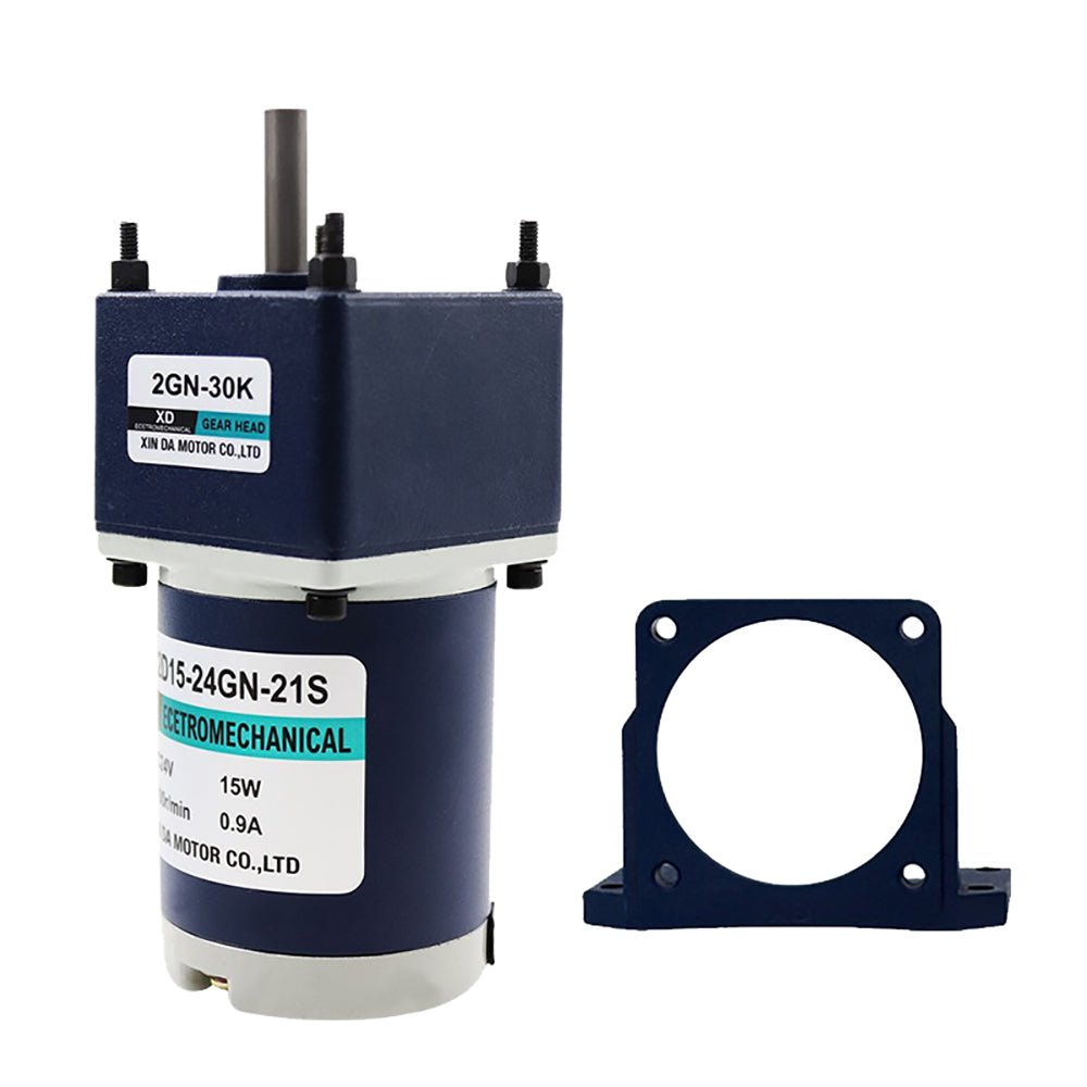 DC 12V/24V Gear Motor 10 - 600RPM 15W Gearbox Reduction Motor 2D15GN - C Reversible - HomeDIYer