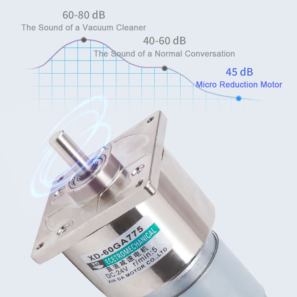DC 12V/24V Gear Motor 35W 5~400RPM CW/CCW High Torque All Metal GearBox 60GA775 - HomeDIYer