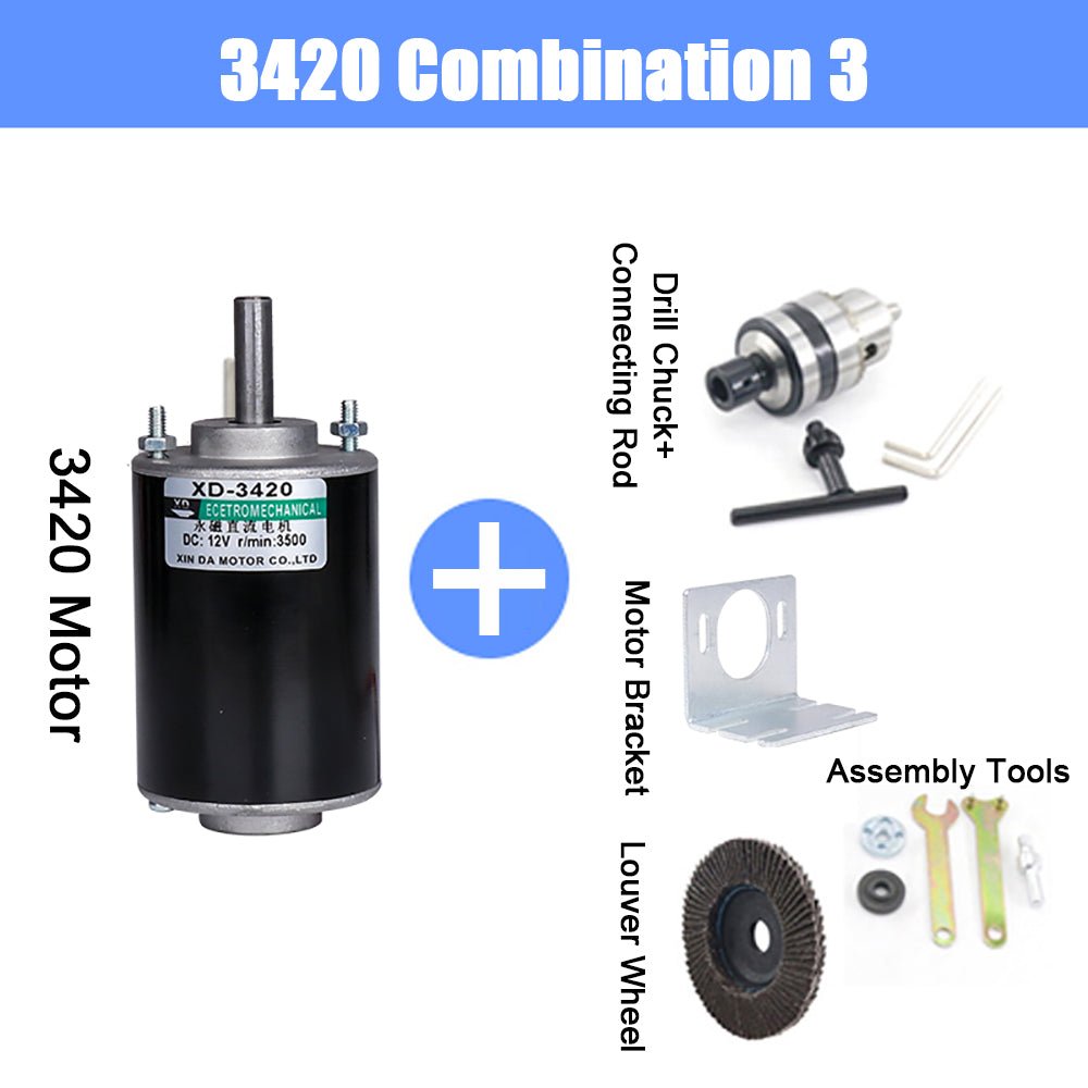 DC 12V/24V Permanent Magnet Mini Electric Motor 30W 3500/7000 RPM CW/CCW XD - 3420 - HomeDIYer