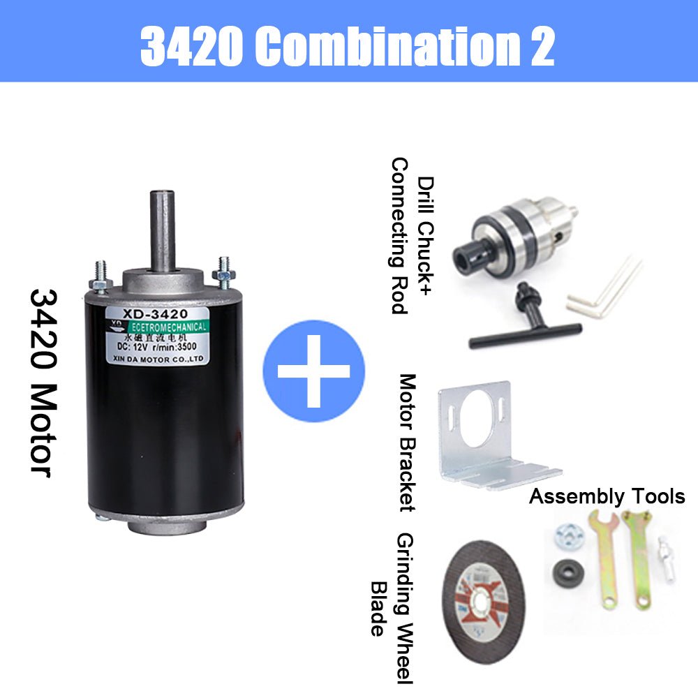 DC 12V/24V Permanent Magnet Mini Electric Motor 30W 3500/7000 RPM CW/CCW XD - 3420 - HomeDIYer