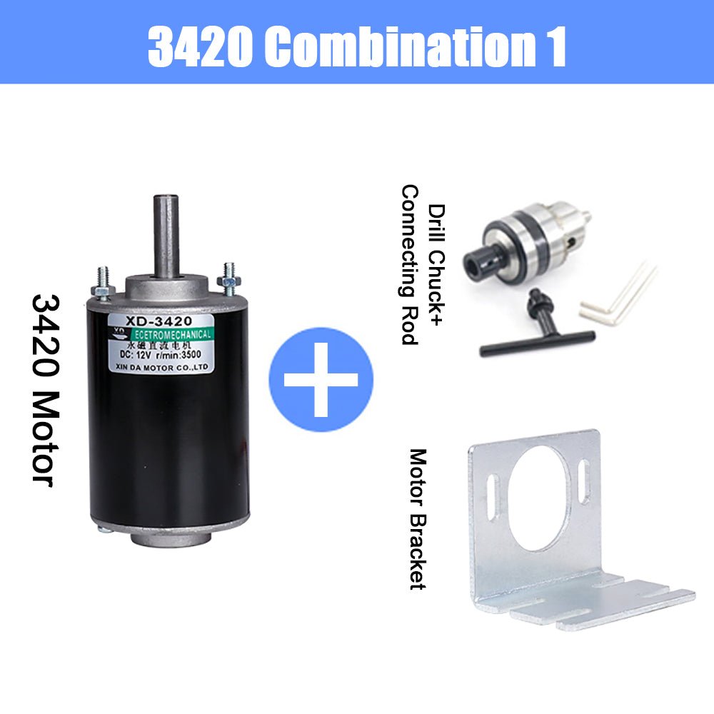 DC 12V/24V Permanent Magnet Mini Electric Motor 30W 3500/7000 RPM CW/CCW XD - 3420 - HomeDIYer