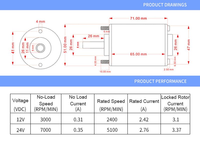 DC 12V/24V Permanent Magnet Mini Electric Motor 30W 3500/7000 RPM CW/CCW XD - 3420 - HomeDIYer
