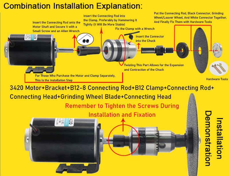 DC 12/24V Permanent Magnet High Speed Mini Motor 30W CW/CCW 3500/7000RPM XD - 3420 - HomeDIYer