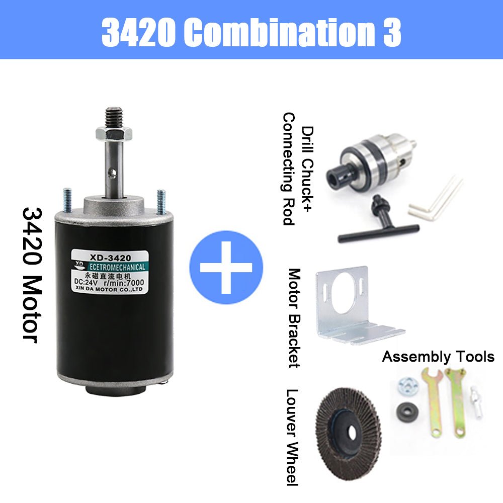 DC 12/24V Permanent Magnet High Speed Mini Motor 30W CW/CCW 3500/7000RPM XD - 3420 - HomeDIYer