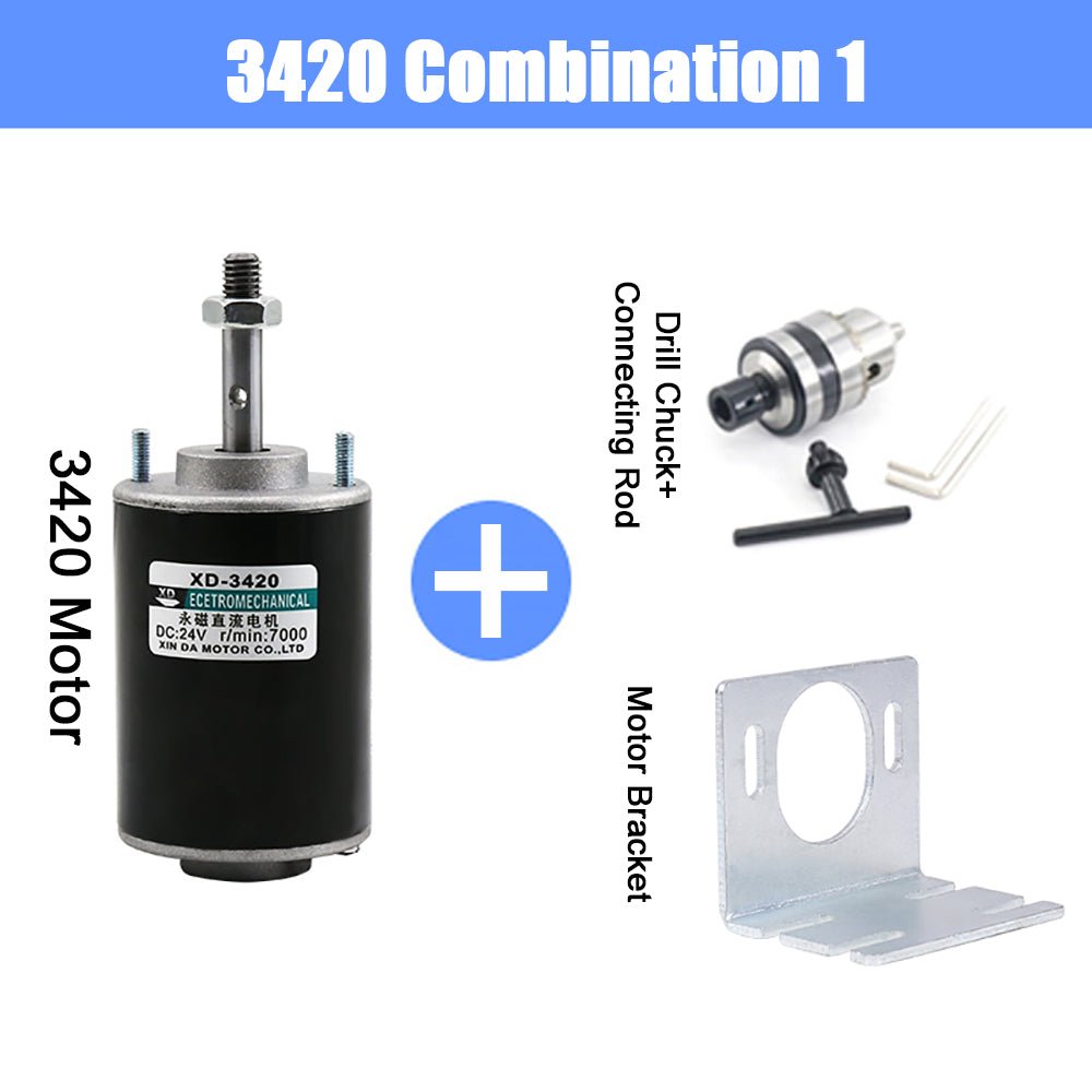 DC 12/24V Permanent Magnet High Speed Mini Motor 30W CW/CCW 3500/7000RPM XD - 3420 - HomeDIYer