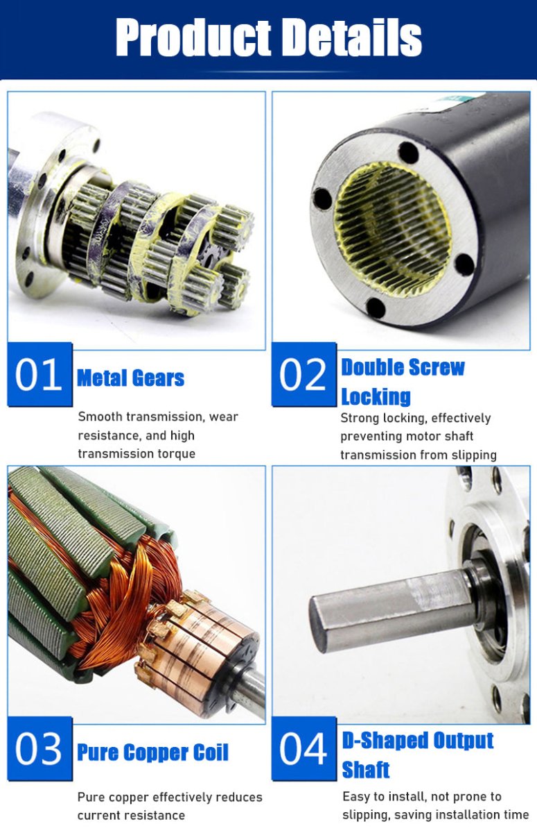 DC 12V/24V Planetary Reduction Gear Motor 10~500 RPM Large Torque 42XA775 CW/CCW - HomeDIYer