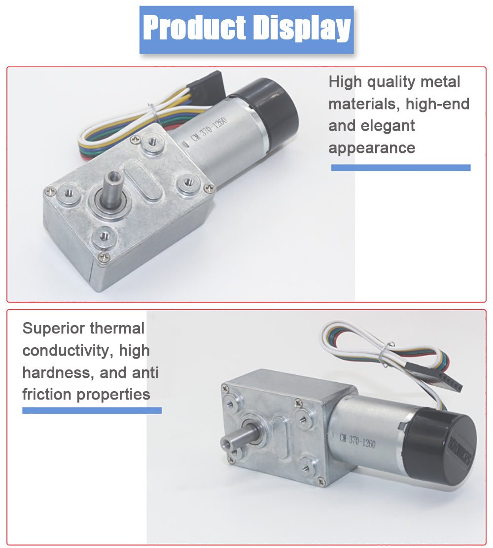 DC 6 - 24V JGY370 Metal Gearbox Turbo Worm Speed Reduction Gear Motor With Encoder - HomeDIYer