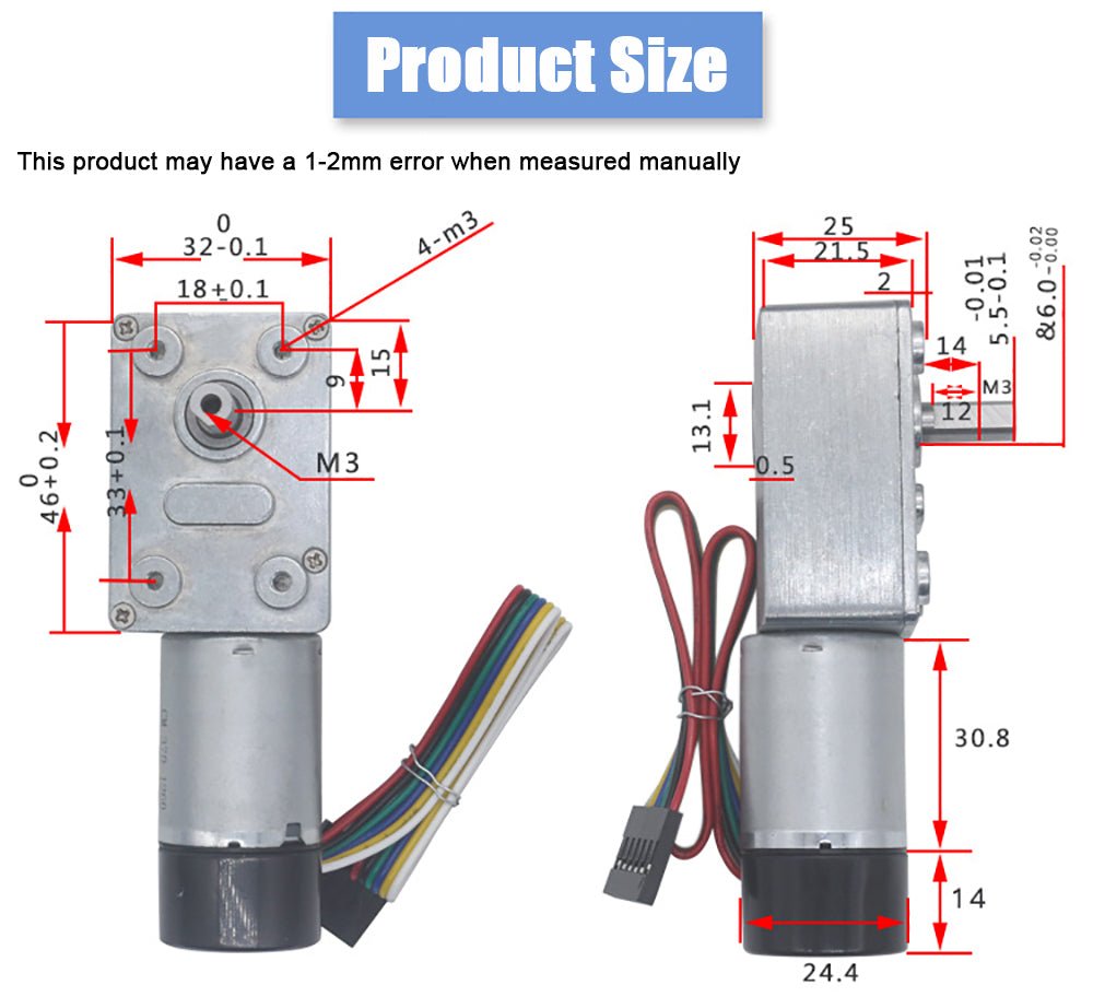 DC 6 - 24V JGY370 Metal Gearbox Turbo Worm Speed Reduction Gear Motor With Encoder - HomeDIYer