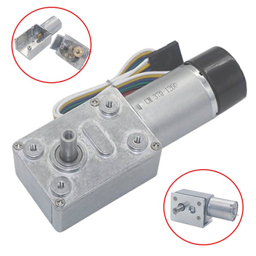 DC 6 - 24V JGY370 Metal Gearbox Turbo Worm Speed Reduction Gear Motor With Encoder - HomeDIYer