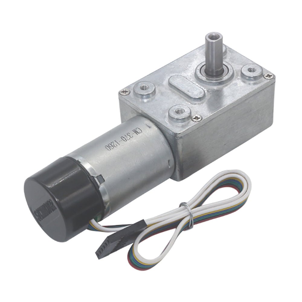 DC 6 - 24V JGY370 Metal Gearbox Turbo Worm Speed Reduction Gear Motor With Encoder - HomeDIYer