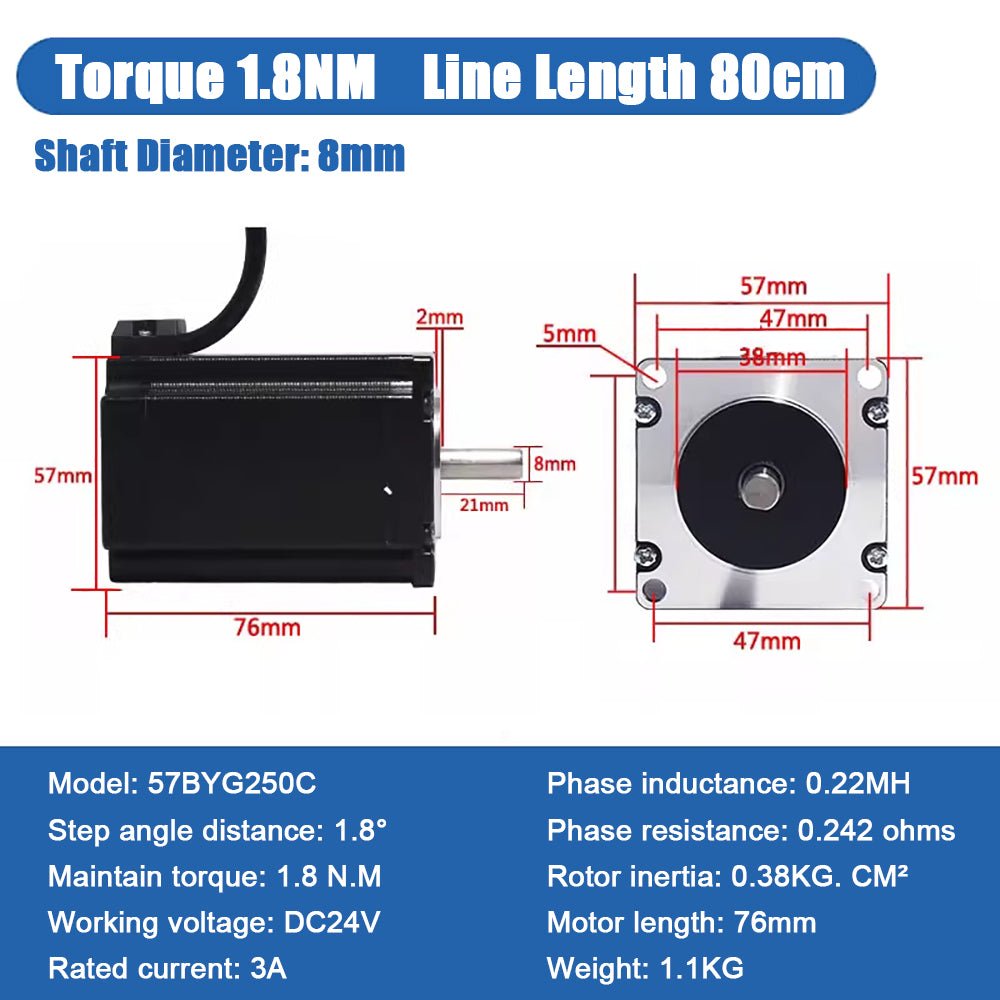 57 Stepperonline Nema 23 Stepper Motor 1.2N 1.8N 2.3N 2.5N 2.8N 4A 8mm Shaft CNC - HomeDIYer