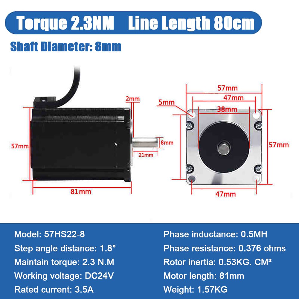 57 Stepperonline Nema 23 Stepper Motor 1.2N 1.8N 2.3N 2.5N 2.8N 4A 8mm Shaft CNC - HomeDIYer