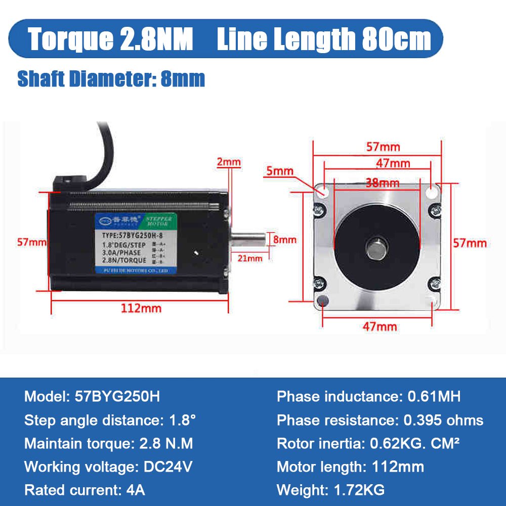 57 Stepperonline Nema 23 Stepper Motor 1.2N 1.8N 2.3N 2.5N 2.8N 4A 8mm Shaft CNC - HomeDIYer