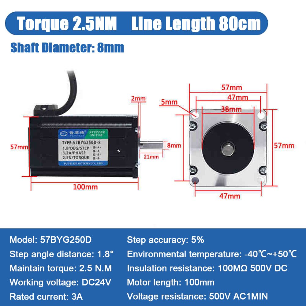 57 Stepperonline Nema 23 Stepper Motor 1.2N 1.8N 2.3N 2.5N 2.8N 4A 8mm Shaft CNC - HomeDIYer
