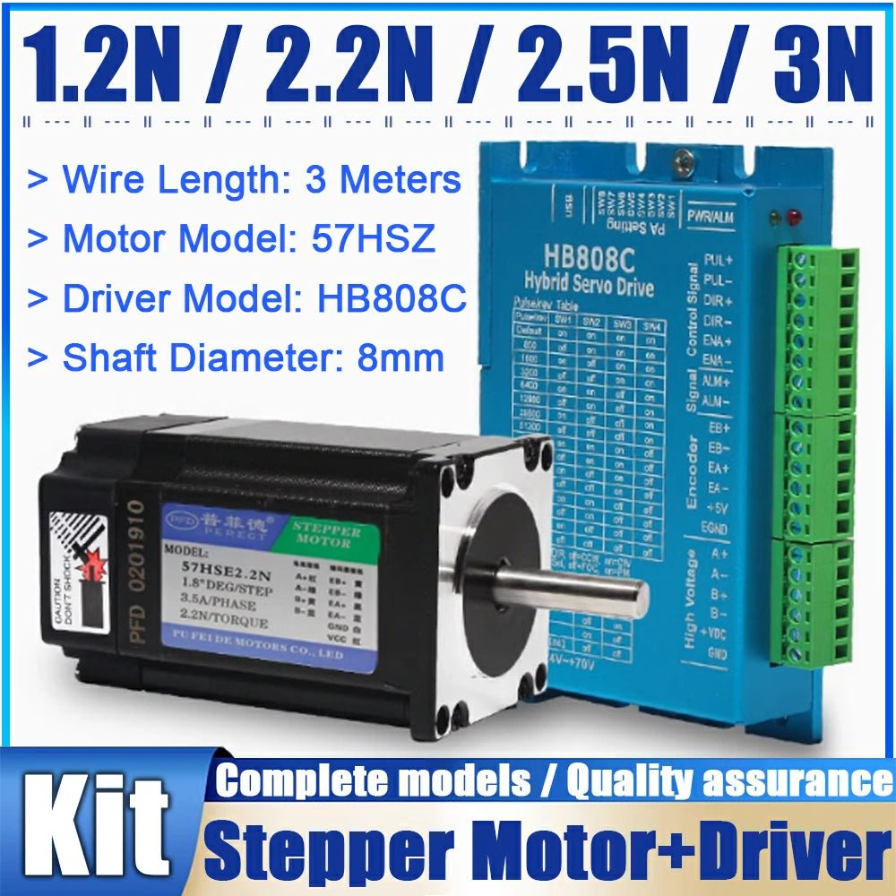 Nema 23 Closed - loop Stepper Motor Hybrid 1.2N 2.2N 3N 4A Servo Driver HB808C Kit - HomeDIYer