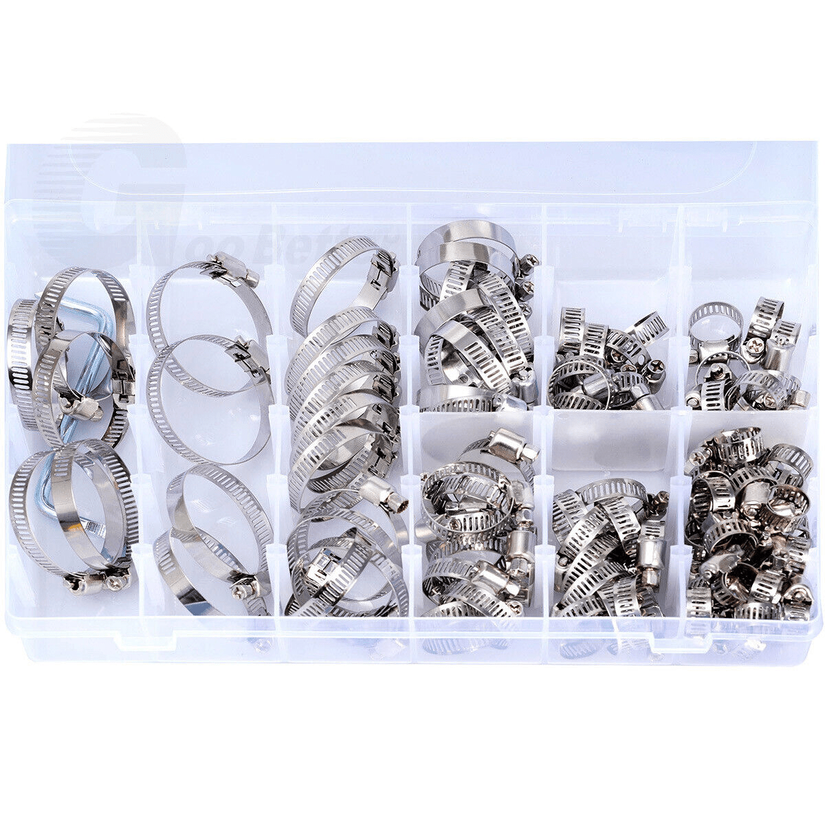 91pcs 304 Stainless Steel Hose Clamps Assorted Kit 8 Sizes 8mm - 44mm Adjustable Worm Gear Hose Clamp Clip for Water Pipe Plumbing - HomeDIYer