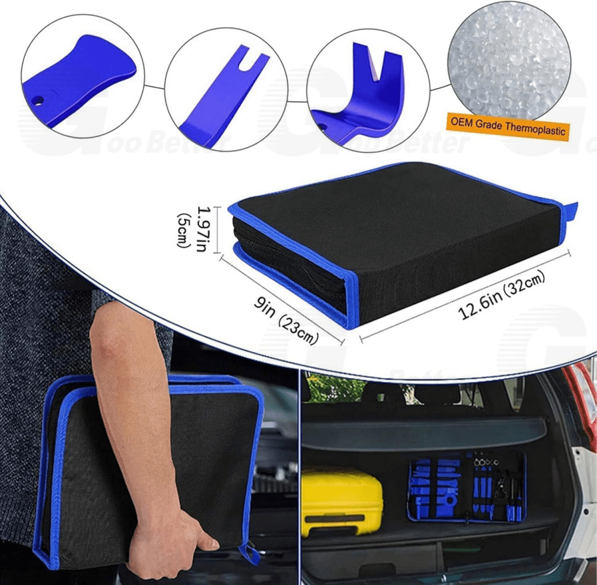 43Pcs Car Trim Removal Tool Kit Radio Hand Pry Panel Door Interior Clip Plastic - HomeDIYer