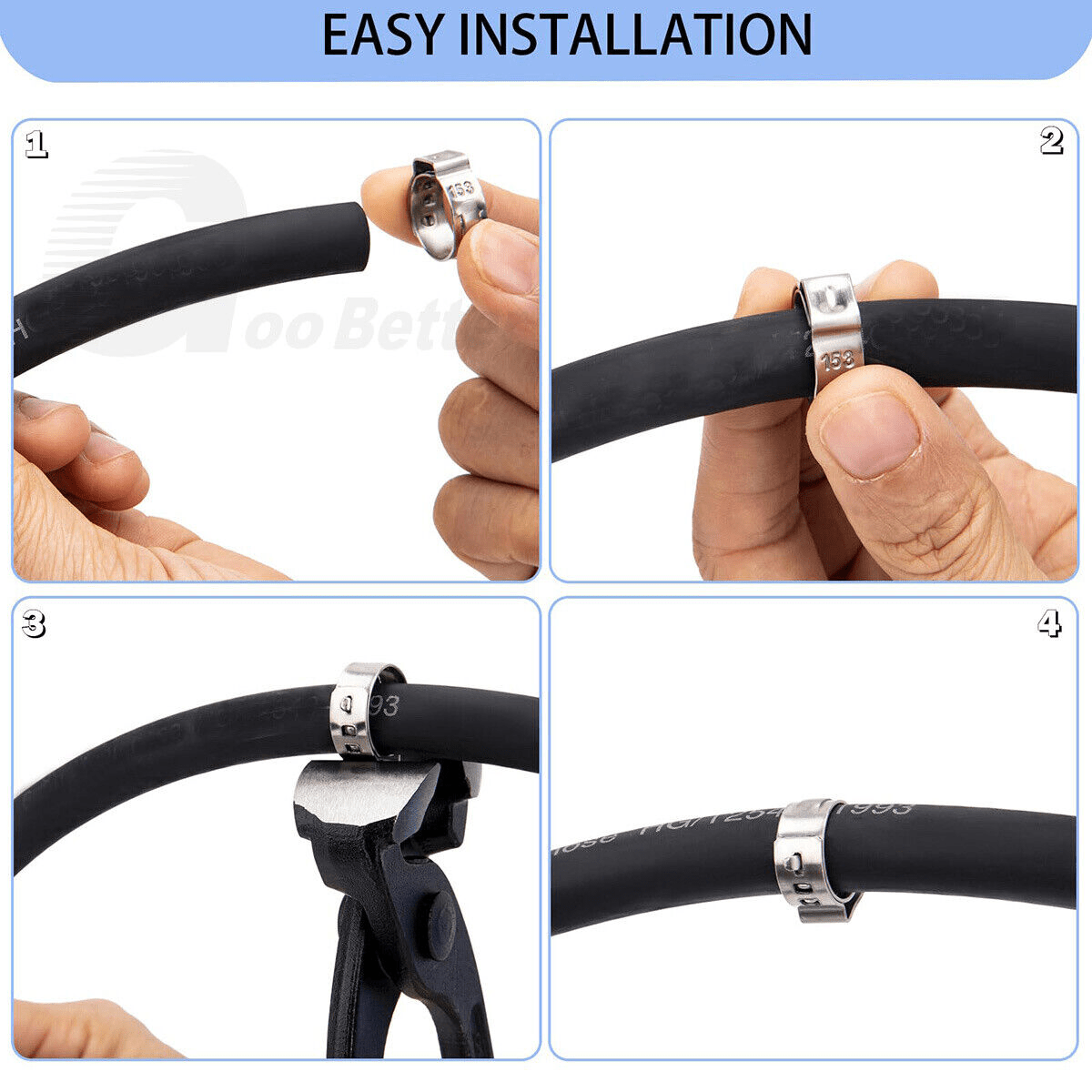 115Pcs 6 - 28.6mm Single Ear Stepless Hose Clamps Stainless Steel Clamp Assortment - HomeDIYer