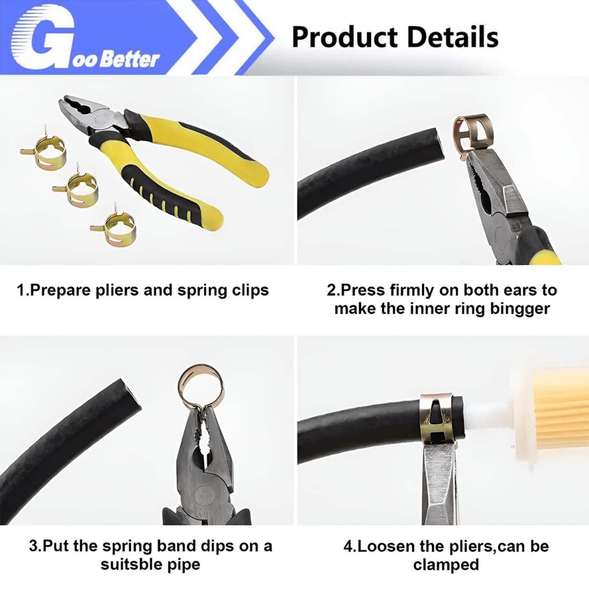 115 Pcs Hose Clamps Assortment Kit Spring Steel Clip Water Fuel Tube Air Pipe - HomeDIYer