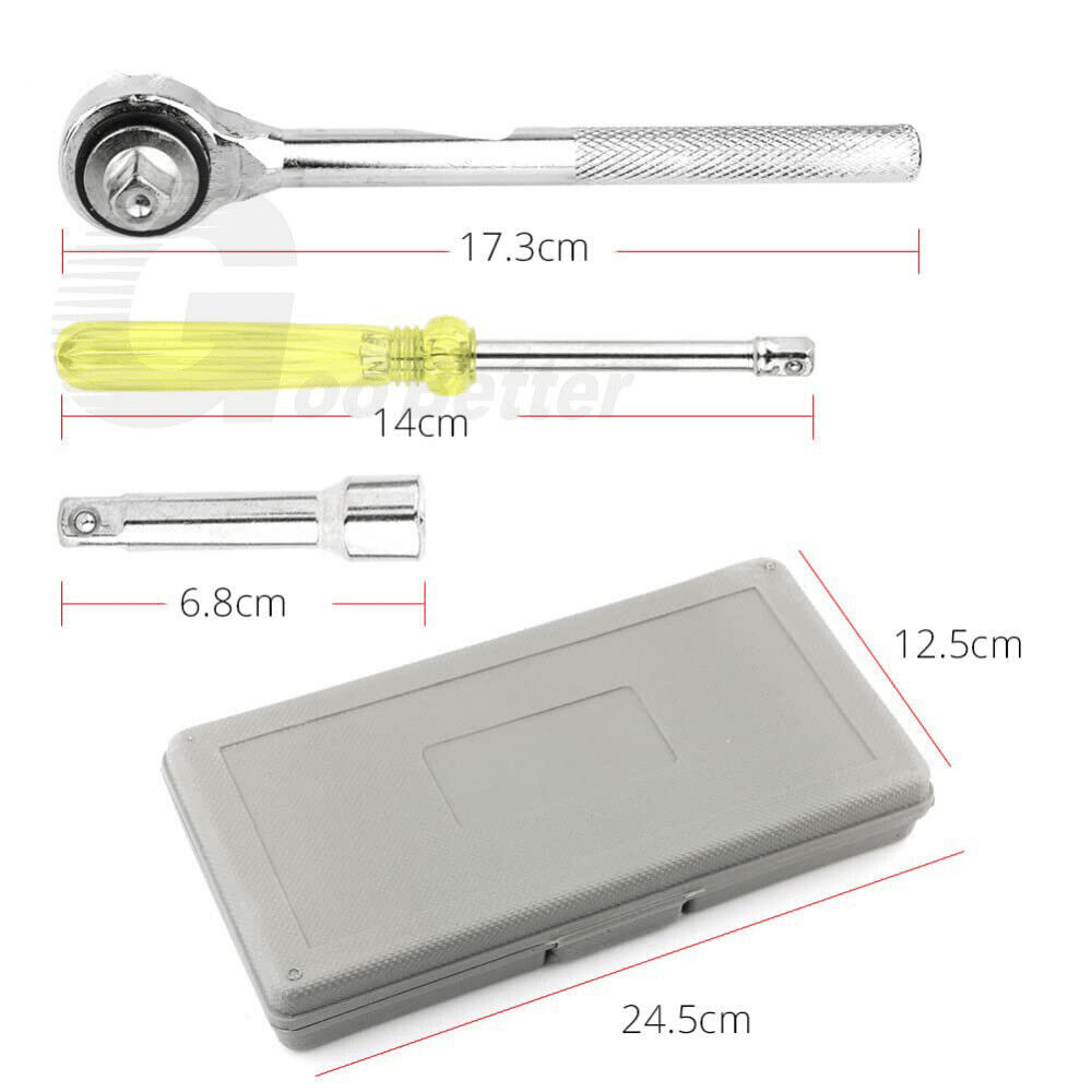 40x Professional 1/4"&3/8" Socket Wrench Tool Kit Metric Imperial Ratchet Bolts - HomeDIYer