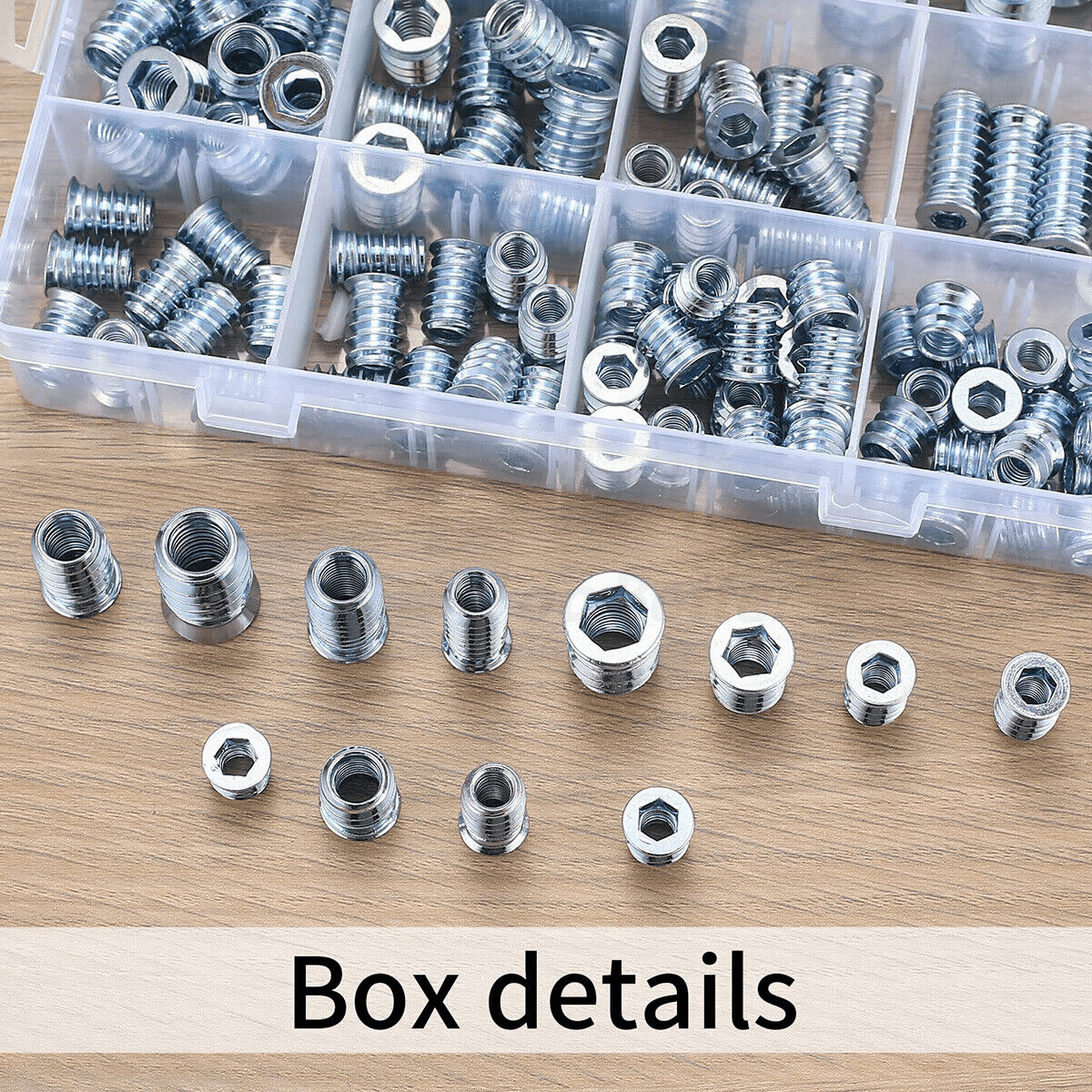 130x M6 - M10 Wood Insert Nuts Furniture Fixing Screws Hex Drive Metric Thread Set - HomeDIYer