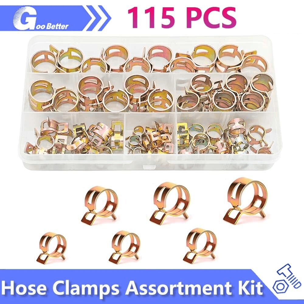 115 Pcs Hose Clamps Assortment Kit Spring Steel Clip Water Fuel Tube Air Pipe - HomeDIYer