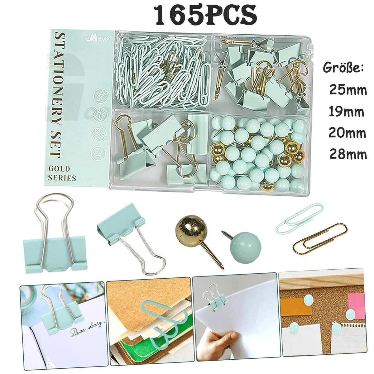 165 Pcs Foldback Staples Paper Clips/Letter Clips For Cards Office Documents - HomeDIYer