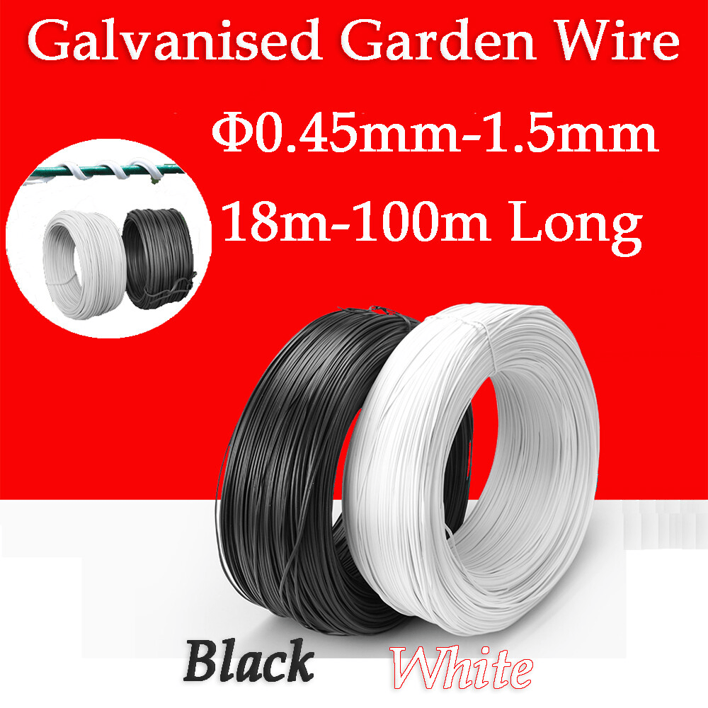 Galvanised Garden Wire Heavy DutyPlant Tie Fencing Wire 45 - 100m Long WhiteBlack - HomeDIYer