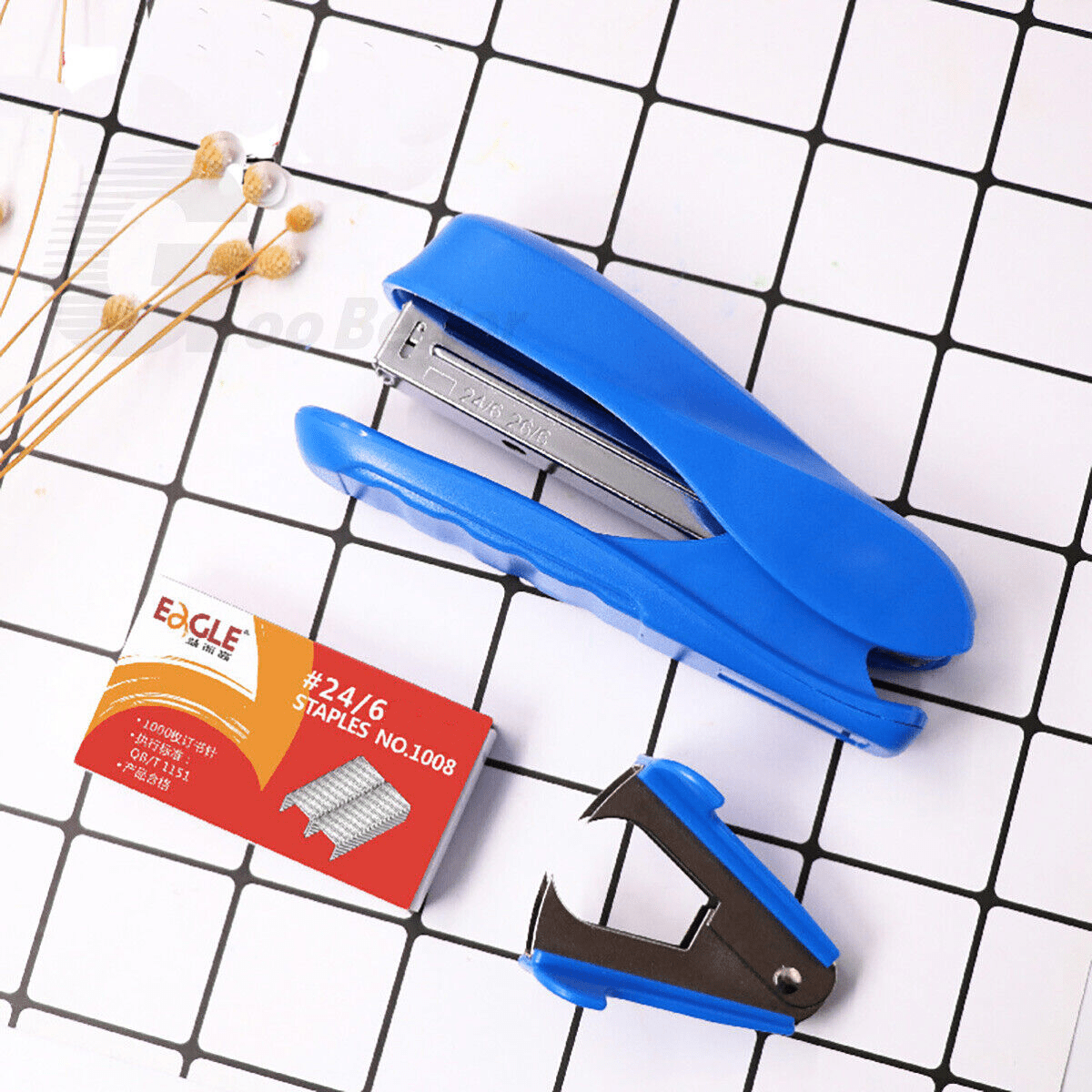 3 - Piece Stapler Office Stapler & 1000 Staples & Staple Remover Set 24/6 Blue/Black Stapler - HomeDIYer