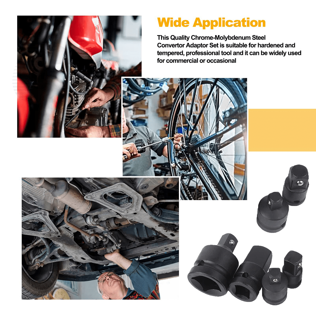 6Pcs Impact Socket Adaptor Tools Set 1/4" 3/8"~ 3/4" Drive Step Up/Down Reducer - HomeDIYer