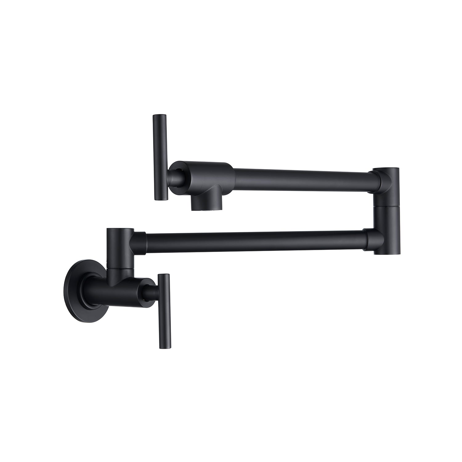Wall Mount Folding Kitchen Pot Filler Faucet – Matte Black Brass Pot Filler with Dual-Joint Folding Arm | Space-Saving Stove Faucet for Large Pots & Pasta Water