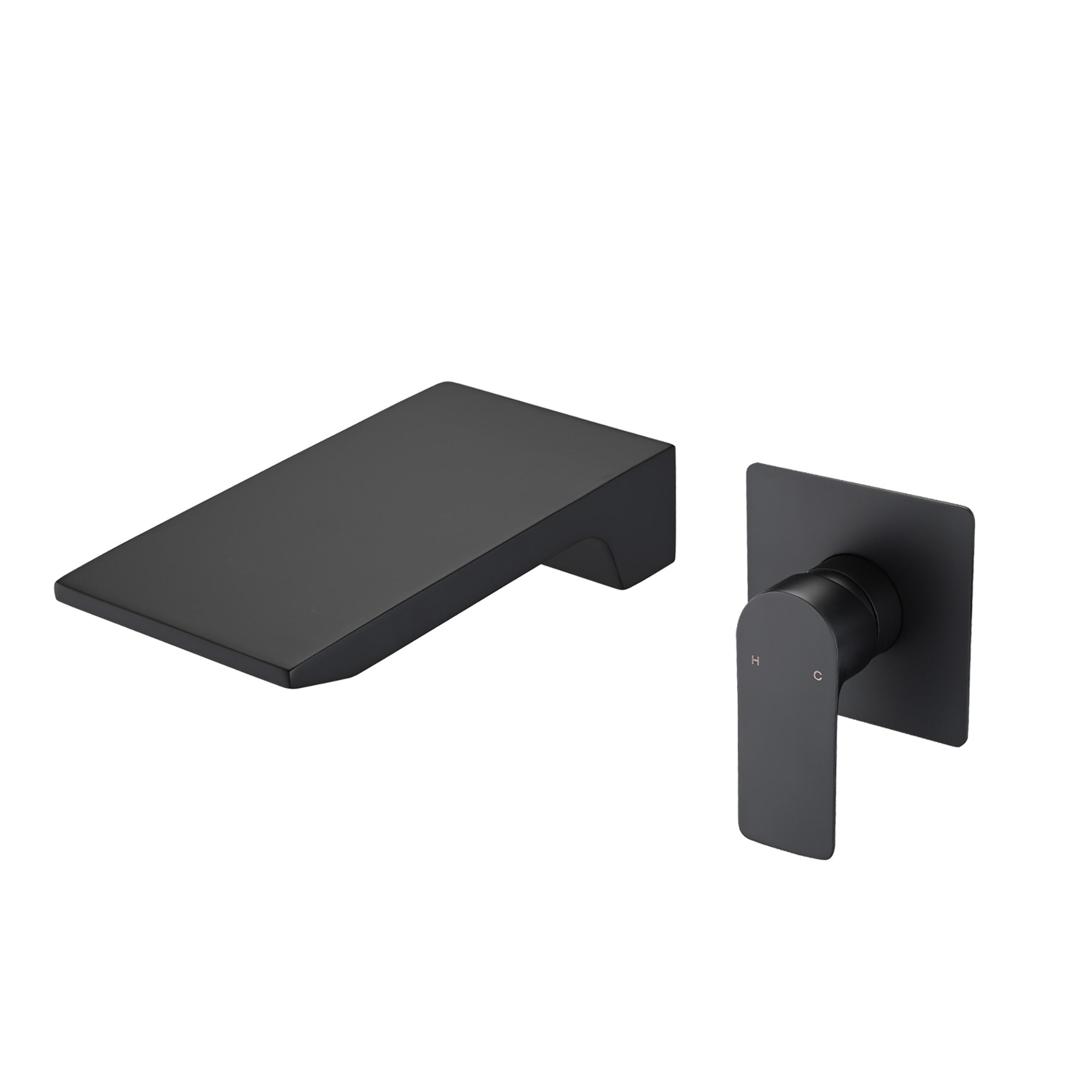 Wall Mount Waterfall Bathtub Faucet — Single Handle, Wide Spout, Matte Black