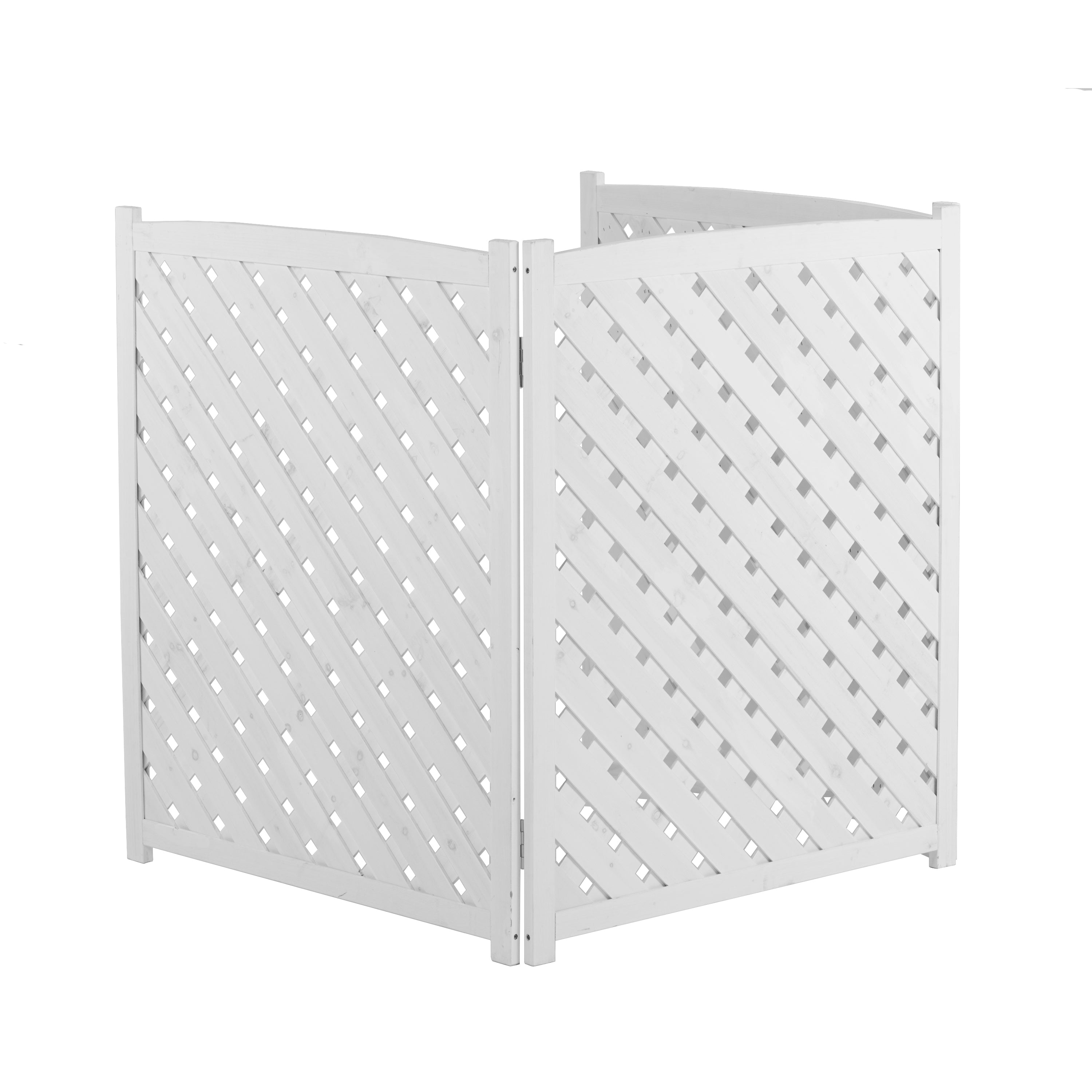 3‑Panel Solid Wood Outdoor Privacy Screen — 32" W x 38" H, AC Fence, Trash Can Enclosure, White