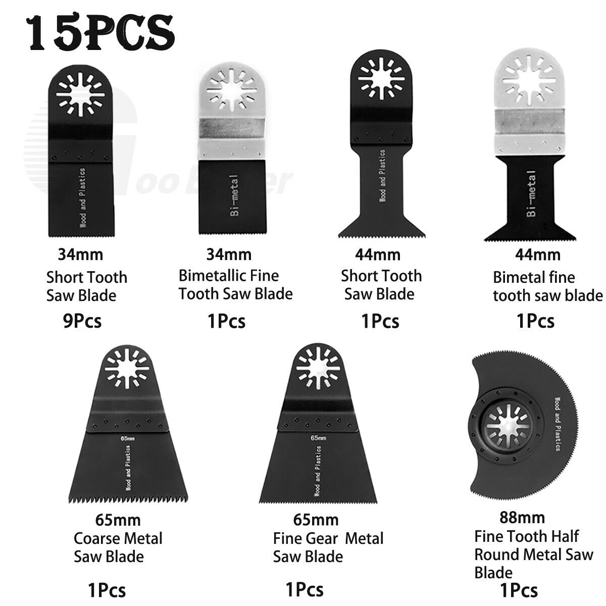 15x Universal Oscillating Saw Blade 34 - 88mm Multi Tool Blades Wood Metal Cutter - HomeDIYer